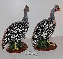 The Townsends Ceramics Large Hand Painted Pair of Guinea Hen Birds