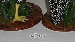 The Townsends Ceramics Large Hand Painted Pair of Guinea Hen Birds