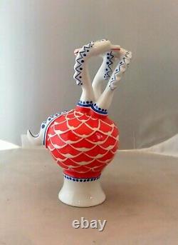 Three-headed dragon, Vintage Hungarian hand painted porcelain Hollohaza