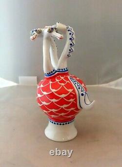 Three-headed dragon, Vintage Hungarian hand painted porcelain Hollohaza