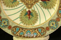 Tiffany & Co Royal Worcester Porcelain Dinner Plate 1890 Peacock Jeweled Enamel