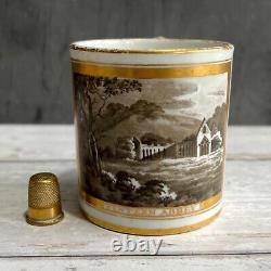 Tintern Abbey Porcelain Mug Hand Painted En Grisaille British Topographical