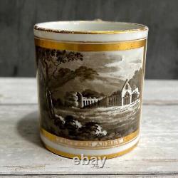 Tintern Abbey Porcelain Mug Hand Painted En Grisaille British Topographical