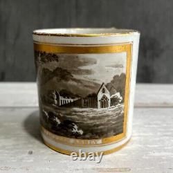 Tintern Abbey Porcelain Mug Hand Painted En Grisaille British Topographical