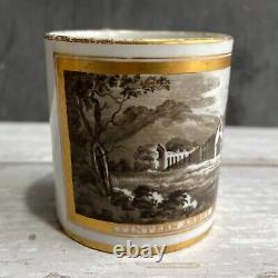 Tintern Abbey Porcelain Mug Hand Painted En Grisaille British Topographical