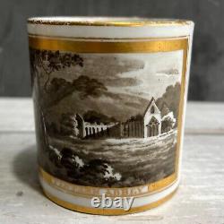 Tintern Abbey Porcelain Mug Hand Painted En Grisaille British Topographical