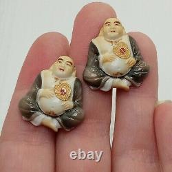 Toshikane Hotei Hand Painted Porcelain Buddha Cuff Links Happiness Japan