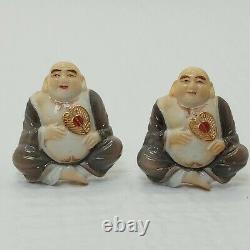 Toshikane Hotei Hand Painted Porcelain Buddha Cuff Links Happiness Japan