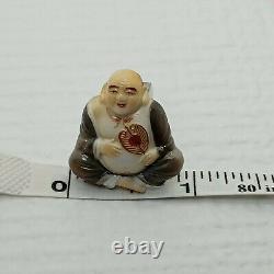 Toshikane Hotei Hand Painted Porcelain Buddha Cuff Links Happiness Japan