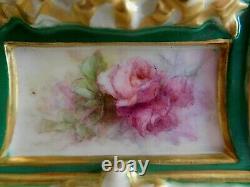 Uncommon Royal Worcester Clock Case With Hand Painted Pink Roses Panel 1905