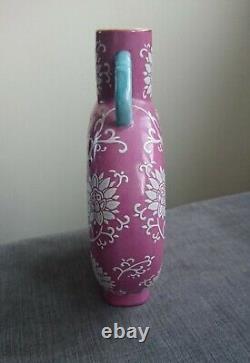 Unique Chinese Red Pink Moon Flask / MoonJar, C. 20th Century with Floral Pattern