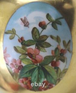 Unusual antique Coalport porcelain gilt & 3X hand-painted panels Vase 2 C. 1881