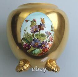 Unusual antique Coalport porcelain gilt & 3X hand-painted panels Vase 2 C. 1881