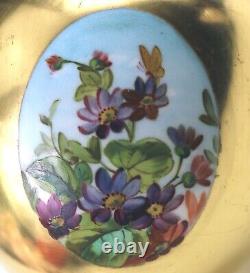 Unusual antique Coalport porcelain gilt & 3X hand-painted panels Vase 2 C. 1881