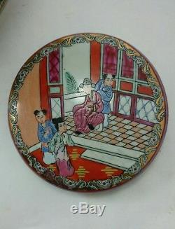 VINTAGE CHINESE URN Hong Kong Ceramic Porcelain Vase Hand Painted Mid Century