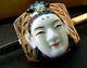 Vintage Japanese Arita Toshikane Porcelain Goddess Of Love 10k Gold Pin 1930-40