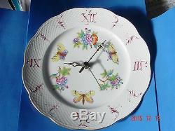 VINTAGE Porcelain WALL CLOCK by Herend Hungary Queen Victoria Hand Painted