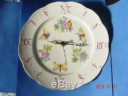 VINTAGE Porcelain WALL CLOCK by Herend Hungary Queen Victoria Hand Painted