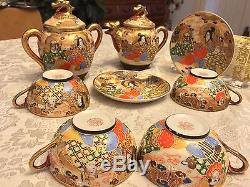 VTG Asian Japan Porcelain Hand Painted Tea Set Geisha Gold Art 10 Lot Collection