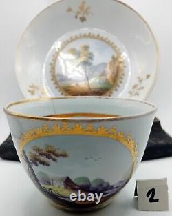 Very Early Minton cup and saucer in pattern 58, Hand painted scenes c1804