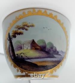 Very Early Minton cup and saucer in pattern 58, Hand painted scenes c1804