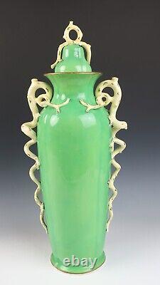 Very Large 19th C. Antique English Porcelain Urn Vase Hand Painted Coalport