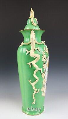 Very Large 19th C. Antique English Porcelain Urn Vase Hand Painted Coalport