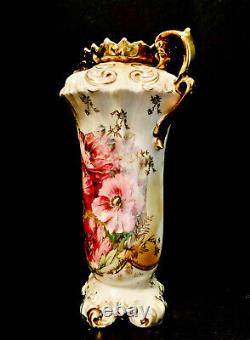 Victorian Era RS Reinhold Schlegelmilch Prussia Hand Decorated & Gilded 9 Vase