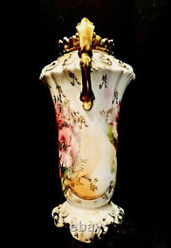 Victorian Era RS Reinhold Schlegelmilch Prussia Hand Decorated & Gilded 9 Vase