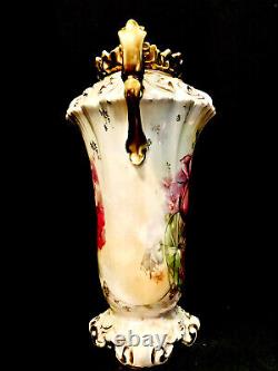 Victorian Era RS Reinhold Schlegelmilch Prussia Hand Decorated & Gilded 9 Vase