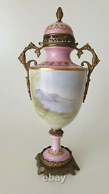 Victorian Sevres Style Porcelain Ormolu Garniture Vase Hand painted 26cm