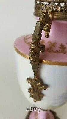 Victorian Sevres Style Porcelain Ormolu Garniture Vase Hand painted 26cm