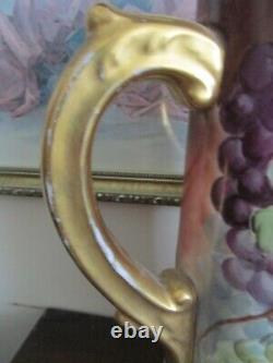 Vienna Austria Hand Painted Porcelain Tankard Pitcher Grape Gold