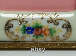 Vintage / Antique Hand Painted Porcelain & Ormolu Wall Hanging Picture Frame