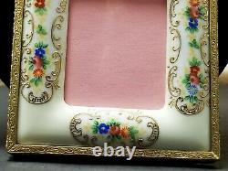 Vintage / Antique Hand Painted Porcelain & Ormolu Wall Hanging Picture Frame