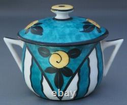 Vintage Art Deco, Hand Painted, Porcelain Lidded Pots de Creme x 6 (Limoges)