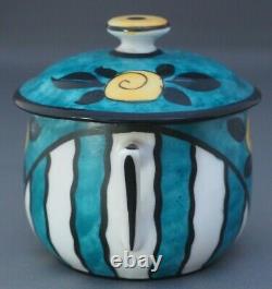 Vintage Art Deco, Hand Painted, Porcelain Lidded Pots de Creme x 6 (Limoges)