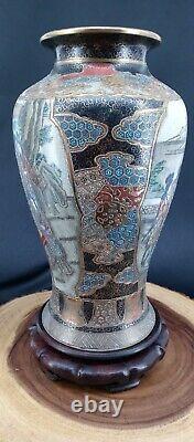 Vintage Asian Vases Satsuma Antique Japan Geisha Porcelain Ceramic Hand Painted