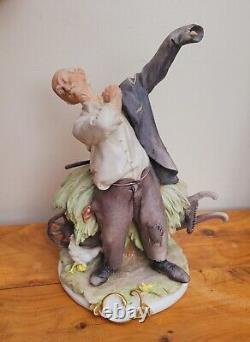 Vintage Capodimonte The Old Farmer Giuseppe Cappe Man with Wheelbarrow