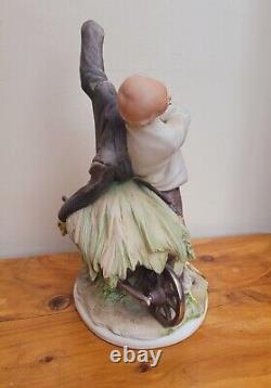 Vintage Capodimonte The Old Farmer Giuseppe Cappe Man with Wheelbarrow