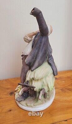 Vintage Capodimonte The Old Farmer Giuseppe Cappe Man with Wheelbarrow