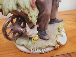 Vintage Capodimonte The Old Farmer Giuseppe Cappe Man with Wheelbarrow