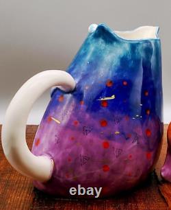 Vintage Ceramic/Porcelain Hand Painted Jug Cat Vase Studio Designwork