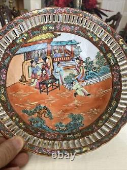 Vintage Chinese Hand Painted Porcelain Bowl Great Scenery 10 W Stamped