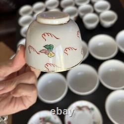 Vintage Chinese Porcelain Hand Painted Dragon Set Of 39 Pcs