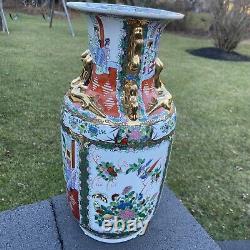 Vintage Chinese Porcelain Hand-Painted Vase 17.75 Tall