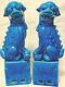 Vintage Chinese Porcelain Turquoise Foo Dog Figurines A Pair Chinoiserie Chic