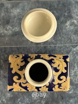 Vintage Chinoiserie Porcelain Tea Caddy/Canister. Hand painted with Dalmatians