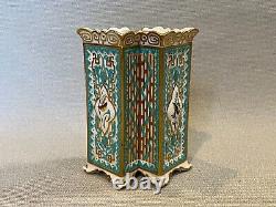 Vintage Copyright Reserved Copeland Hand Painted Double Square Bud Vase, 6 1/4