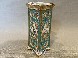 Vintage Copyright Reserved Copeland Hand Painted Double Square Bud Vase, 6 1/4